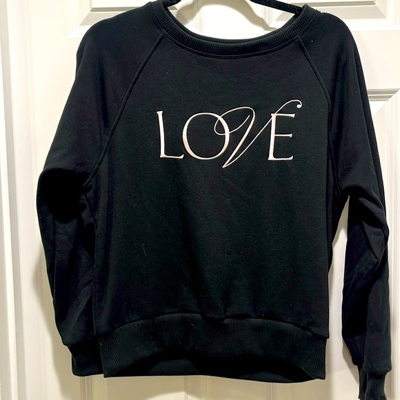 Victoria's Secret Black LOVE Embroidered Sweatshirt Small S - Picture 2 of 7